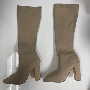 Taupe Sock Heel Boot